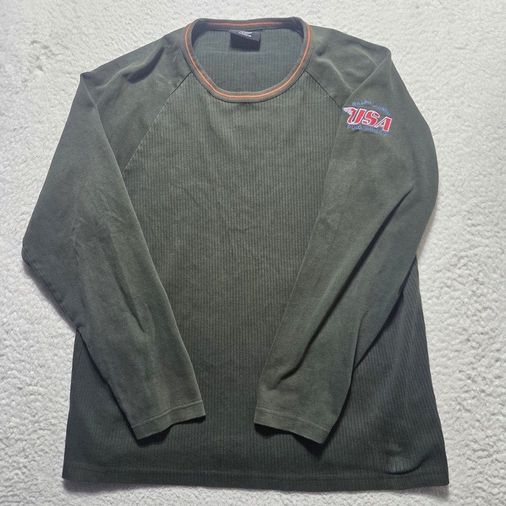 Vintage 90s Polo Jeans Co Ralph Lauren Sweater Size Small Green Embroidered